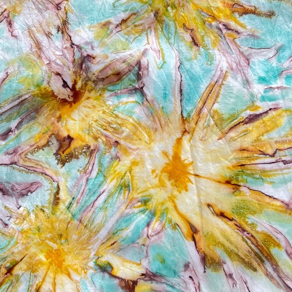 Vtg Silk Scarf Abstract Floral Water Colour Hand Stitched Edge Square 37" x 36" - Picture 2 of 7